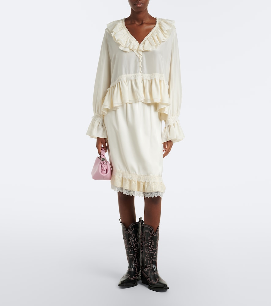 Lace-Trimmed Ruffled Blouse