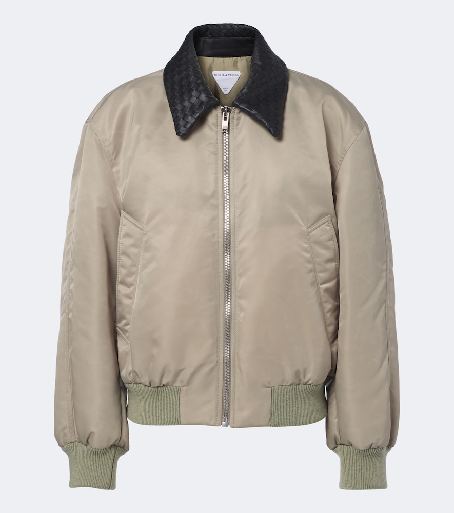 Bottega Veneta Leather-trimmed Blouson Jacket In Green