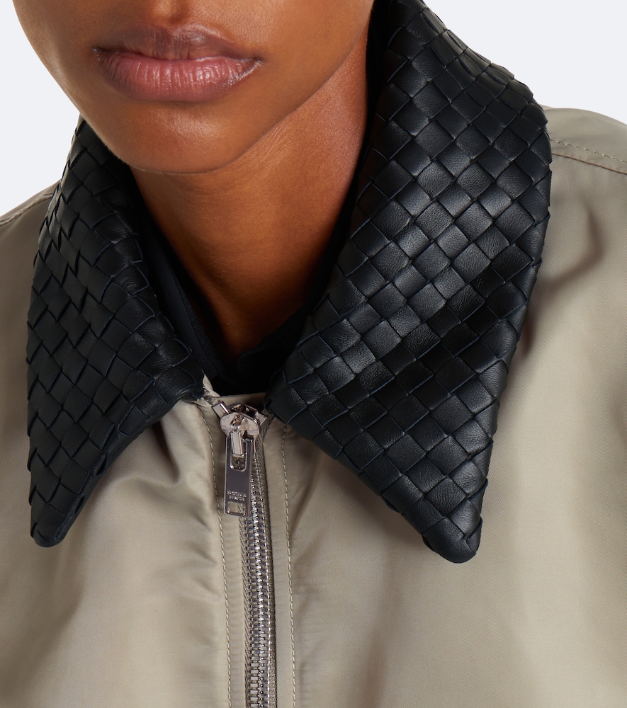 Leather-Trimmed Bomber Jacket