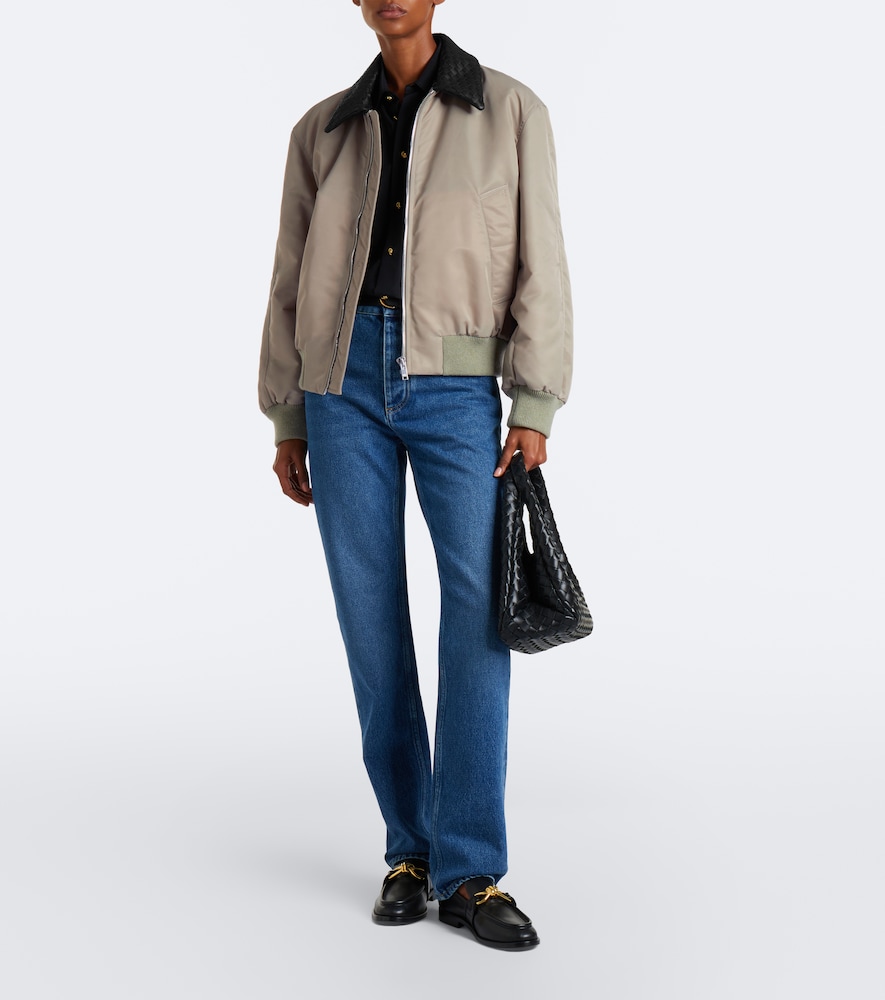 Leather-Trimmed Bomber Jacket