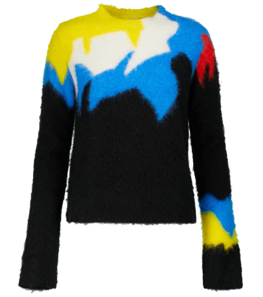 Click to view more detailed imagery on our partner's website Loewe Acrylic Blend Intarsia Knit Crop Sweater In Multi