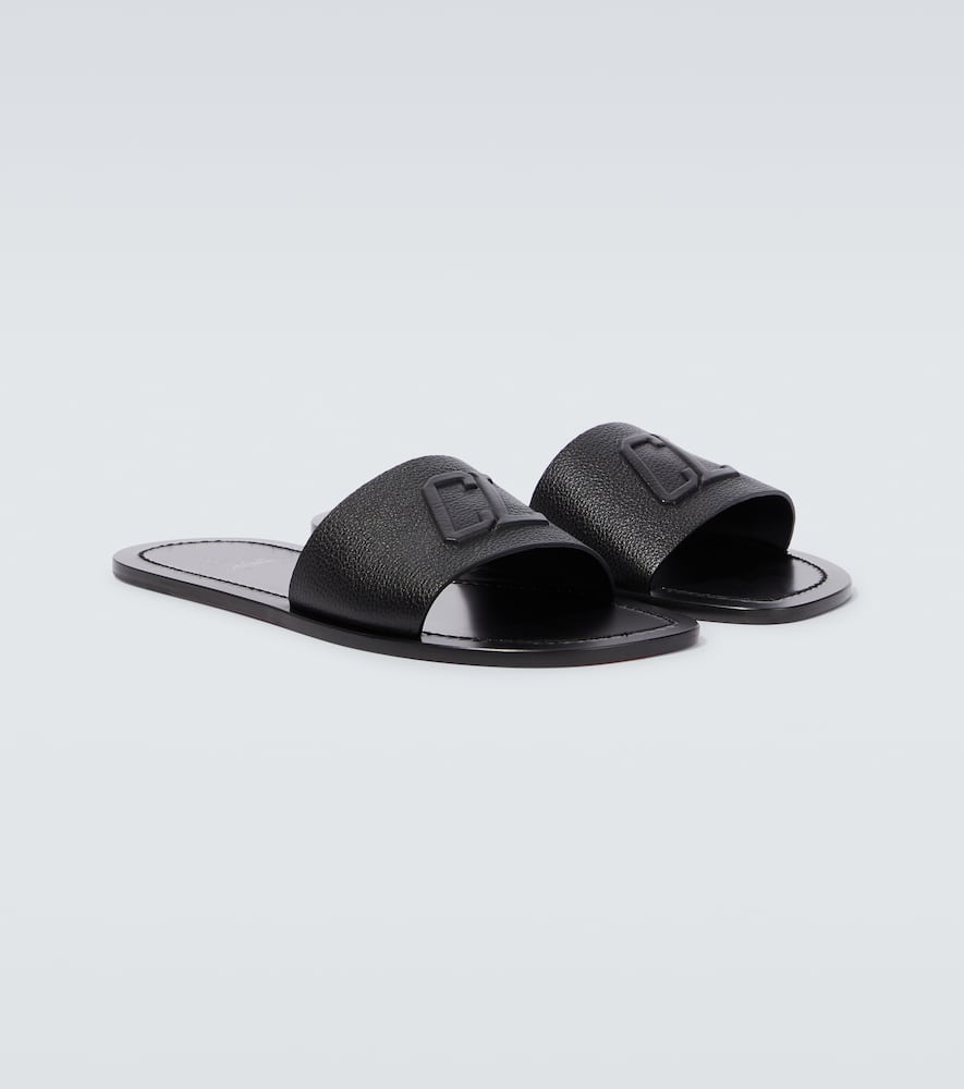 Shop Christian Louboutin Varsicool Leather Slides In Black