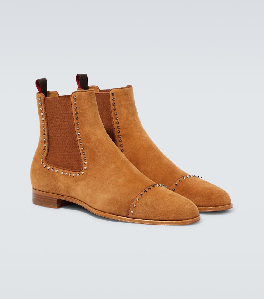 Shop Christian Louboutin Chelsea Cloo Suede Boots In Cinnamon/sterling