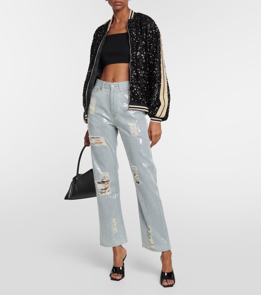 PALM ANGELS EMBELLISHED STRAIGHT JEANS