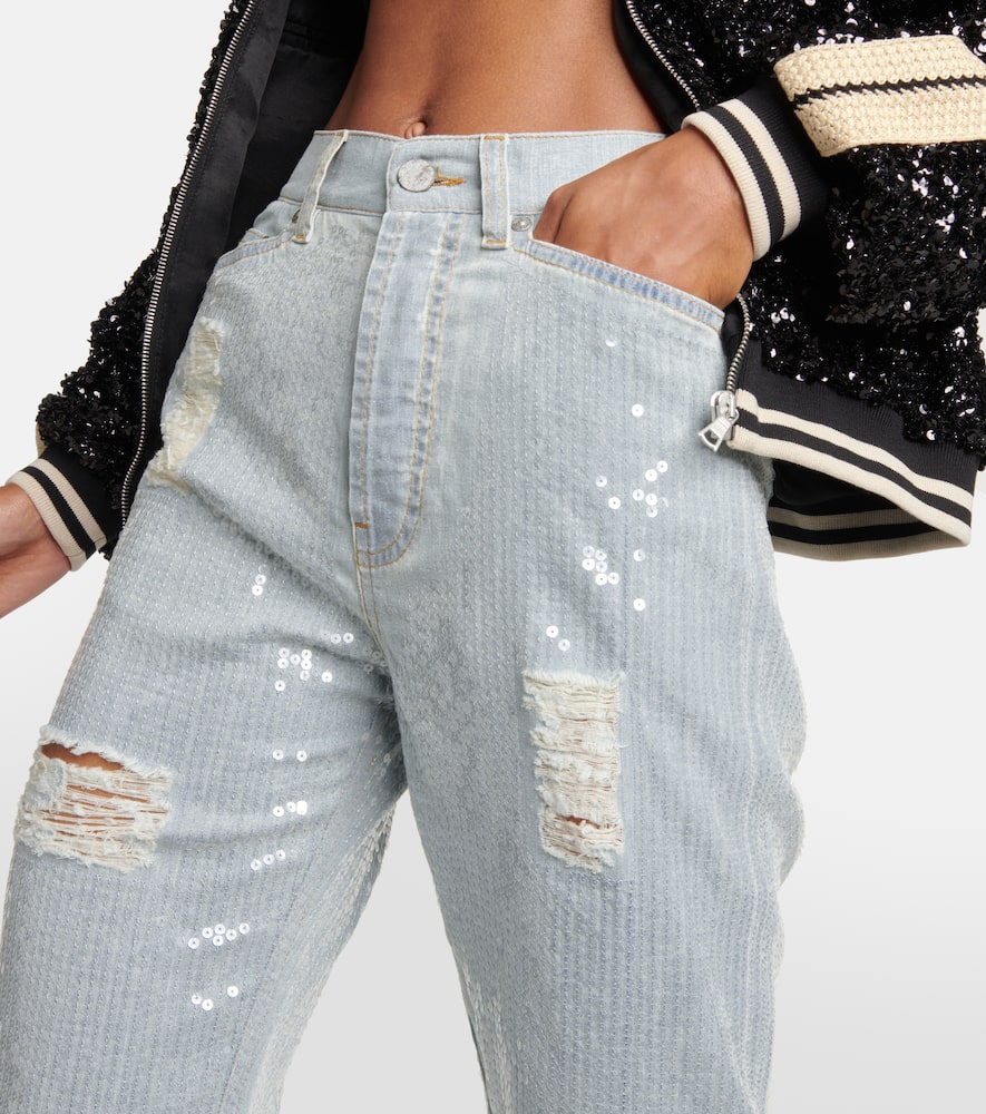 PALM ANGELS EMBELLISHED STRAIGHT JEANS