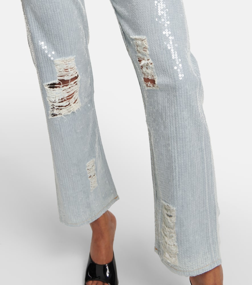 PALM ANGELS EMBELLISHED STRAIGHT JEANS