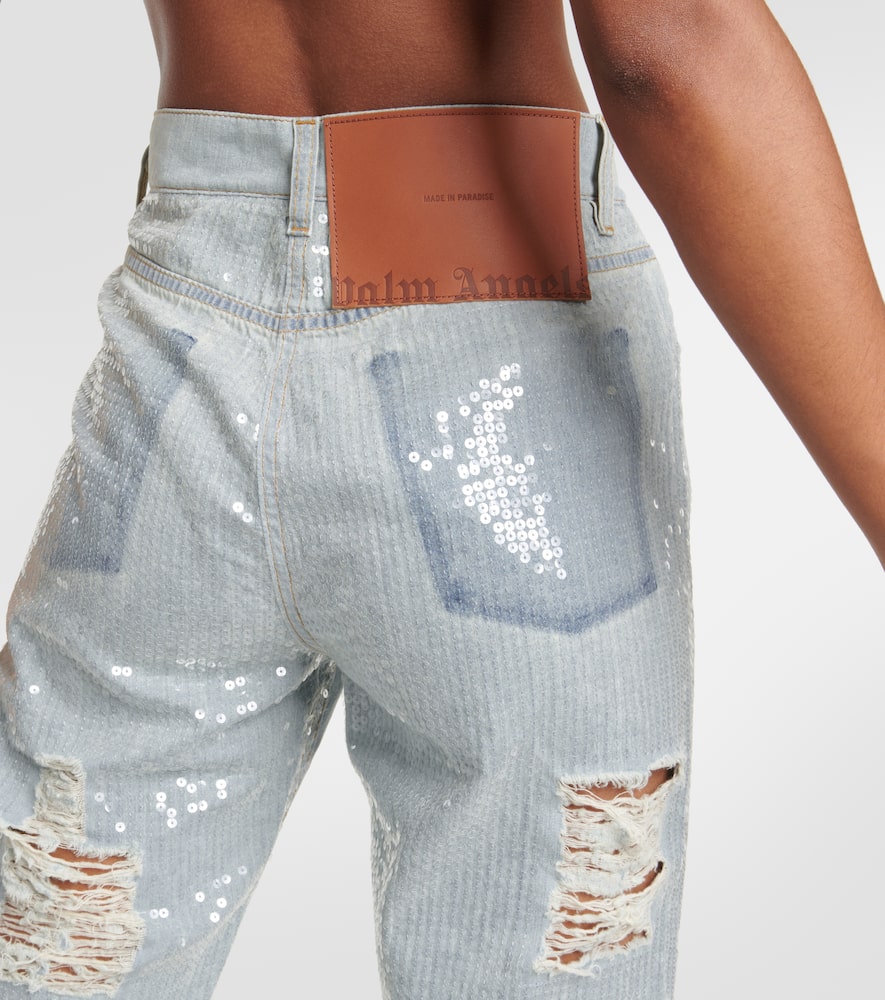 PALM ANGELS EMBELLISHED STRAIGHT JEANS