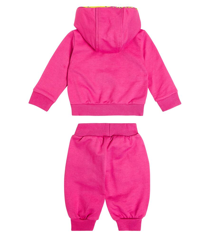 Shop Versace Baby Barocco Cotton Jersey Hoodie And Sweatpants Set In Pink