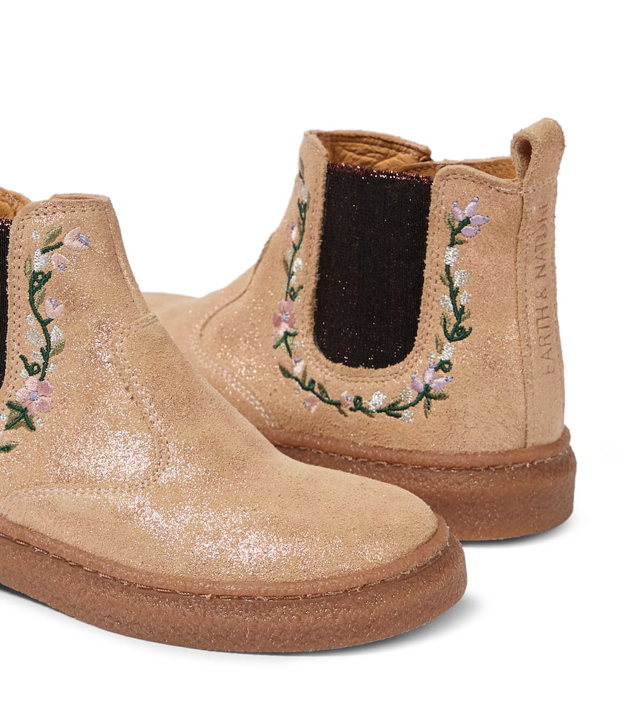 Pom D'api Embroidered Suede Chelsea Boots In Pink