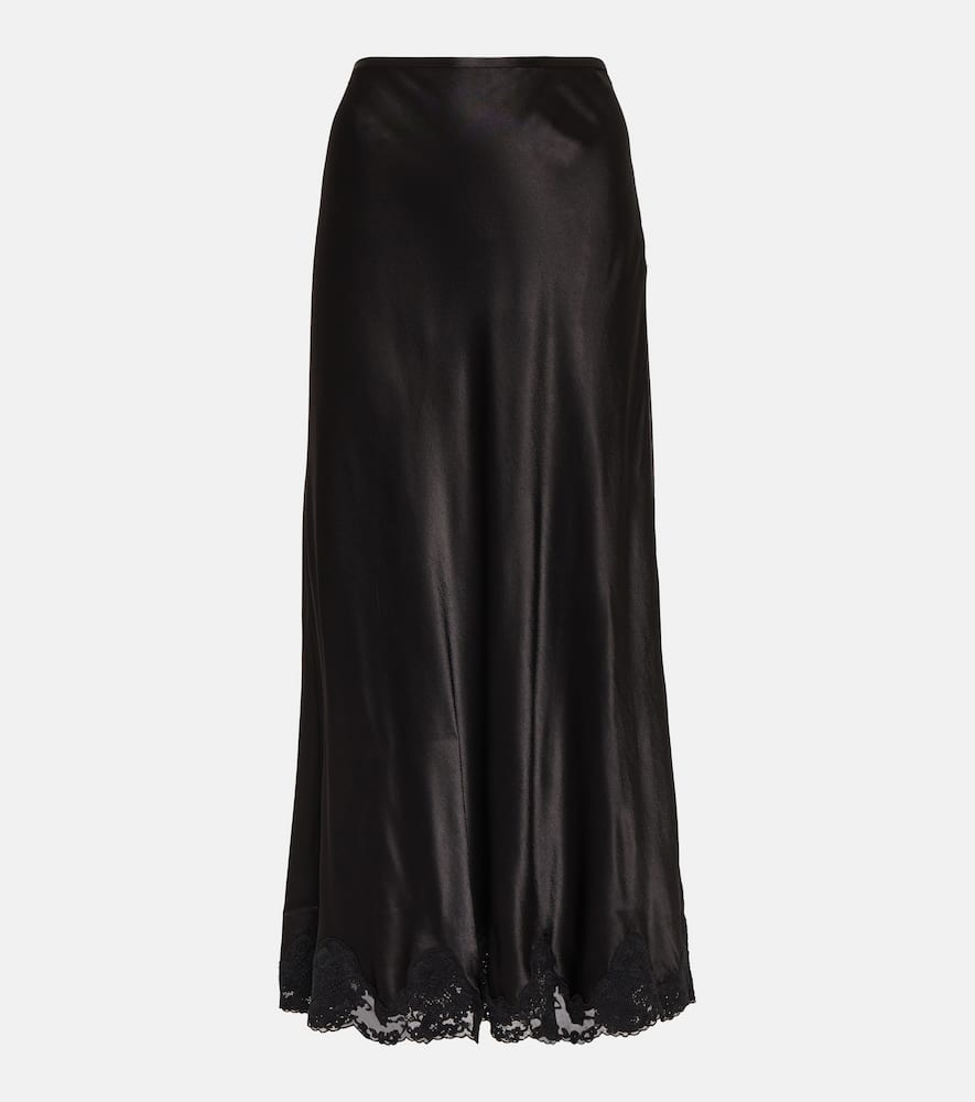 Lace-trimmed midi skirt