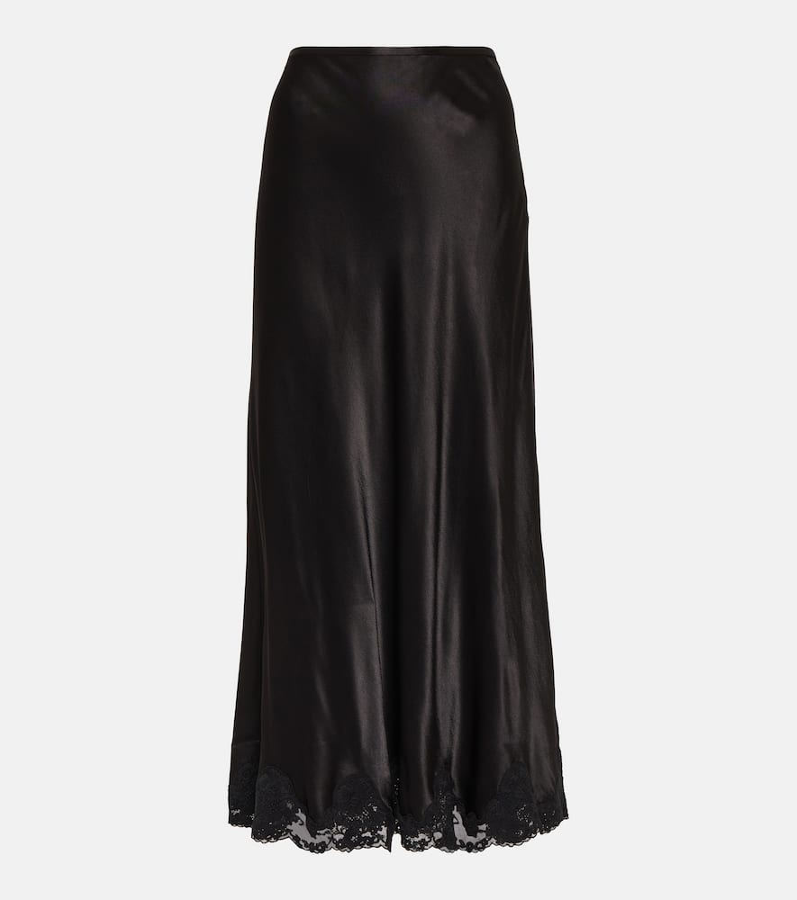 Rixo London Lace-trimmed Midi Skirt In Black