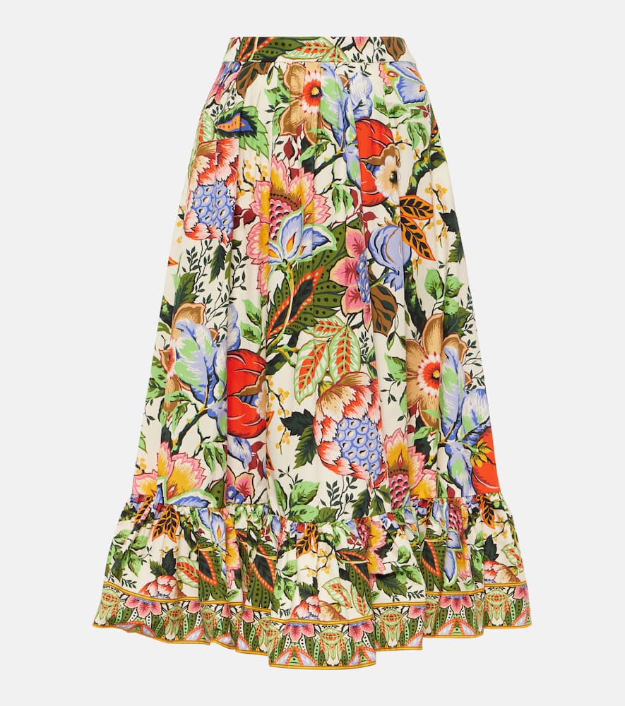 ETRO HIGH-RISE FLORAL COTTON MIDI SKIRT