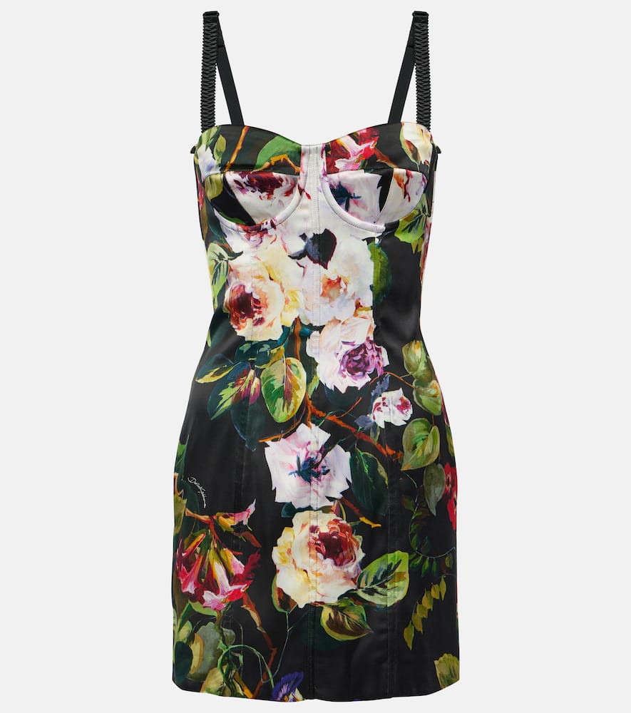 Dolce & Gabbana Floral satin corset minidress