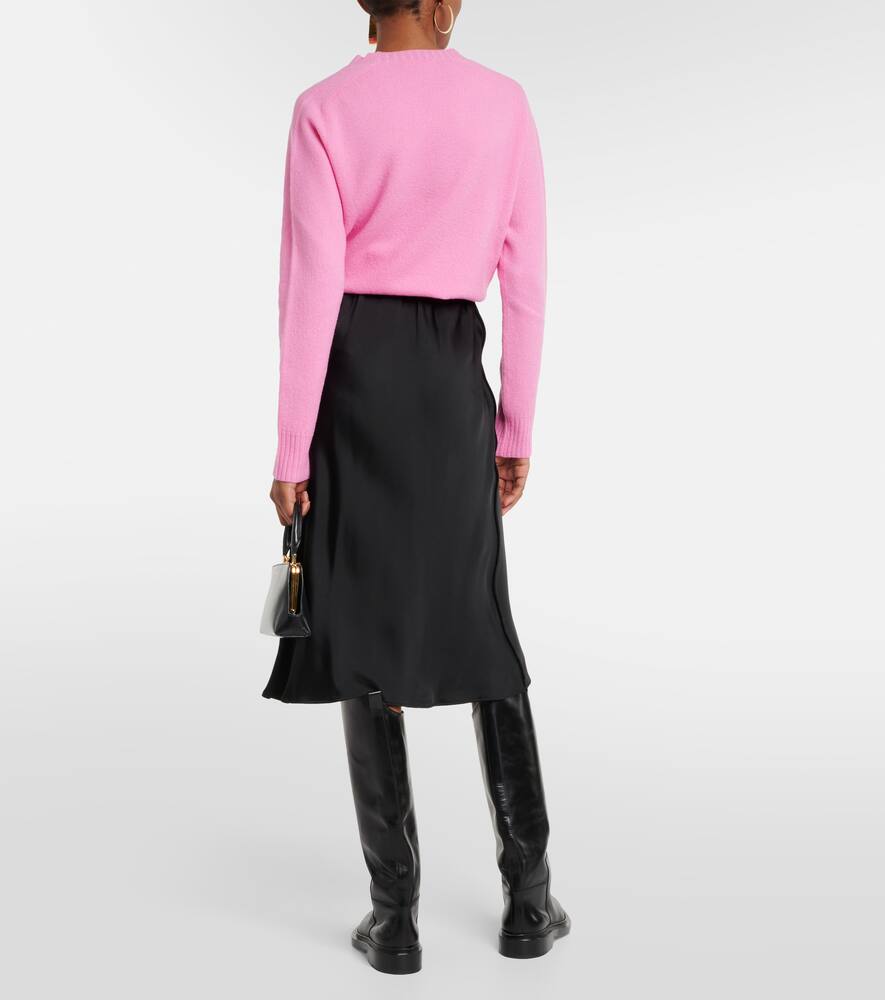 Shop Jil Sander Satin Midi Skirt In Black