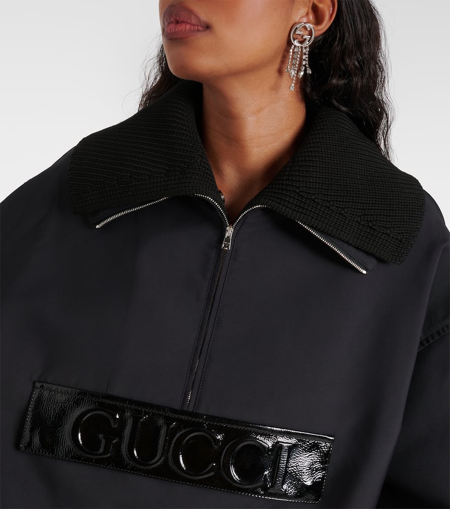 Shop Gucci Techno Gabardine Half-zip Jacket In Black