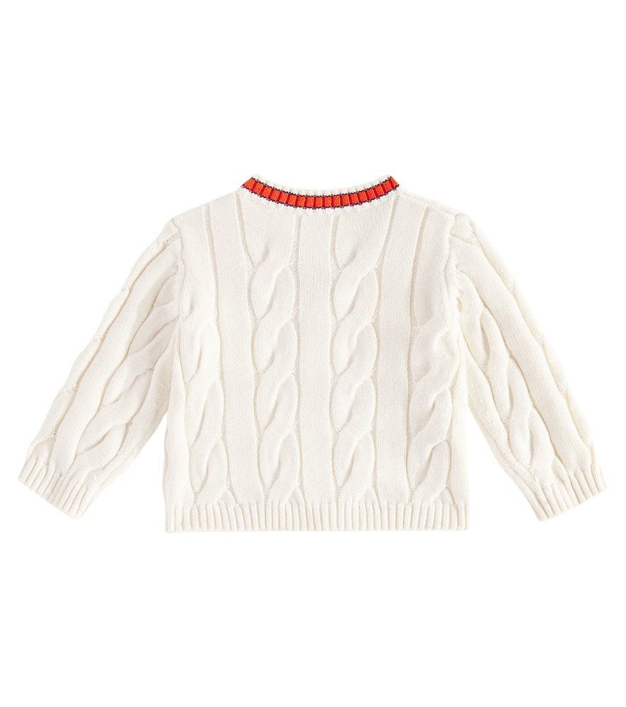 Bonpoint Giorginoli Cable-knit Cotton-blend Cardigan In White