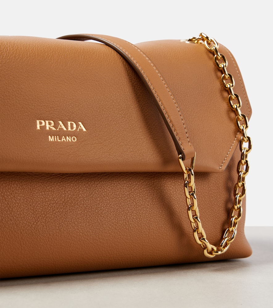 Prada Medium Leather Shoulder Bag In Brown