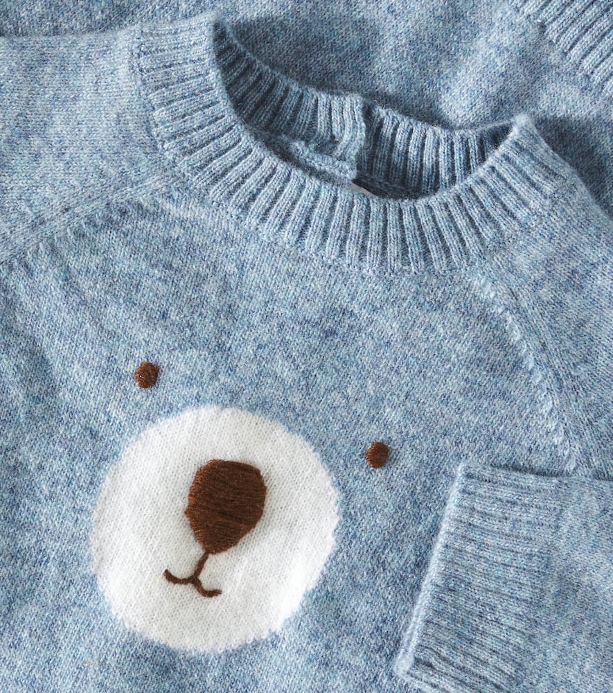 Il Gufo Baby Virgin Wool Sweatshirt And Sweatpants Set In Blau
