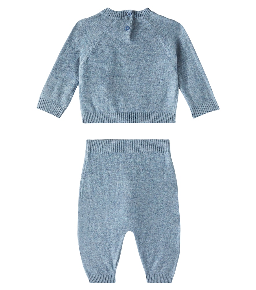 Il Gufo Baby Virgin Wool Sweatshirt And Sweatpants Set In Blau