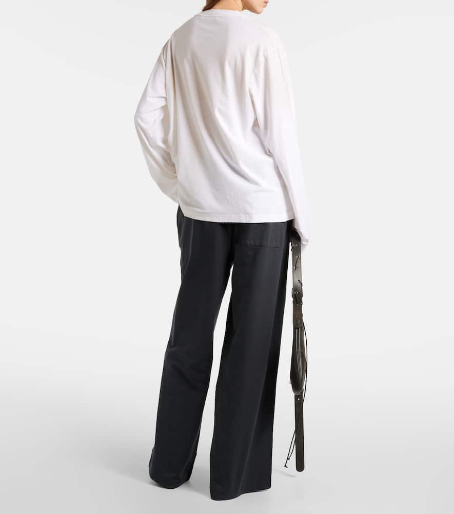 Acne Studios Womens Dusty White Edden 1996 Long-sleeve Cotton And Hemp-blend Jersey T-shirt In White