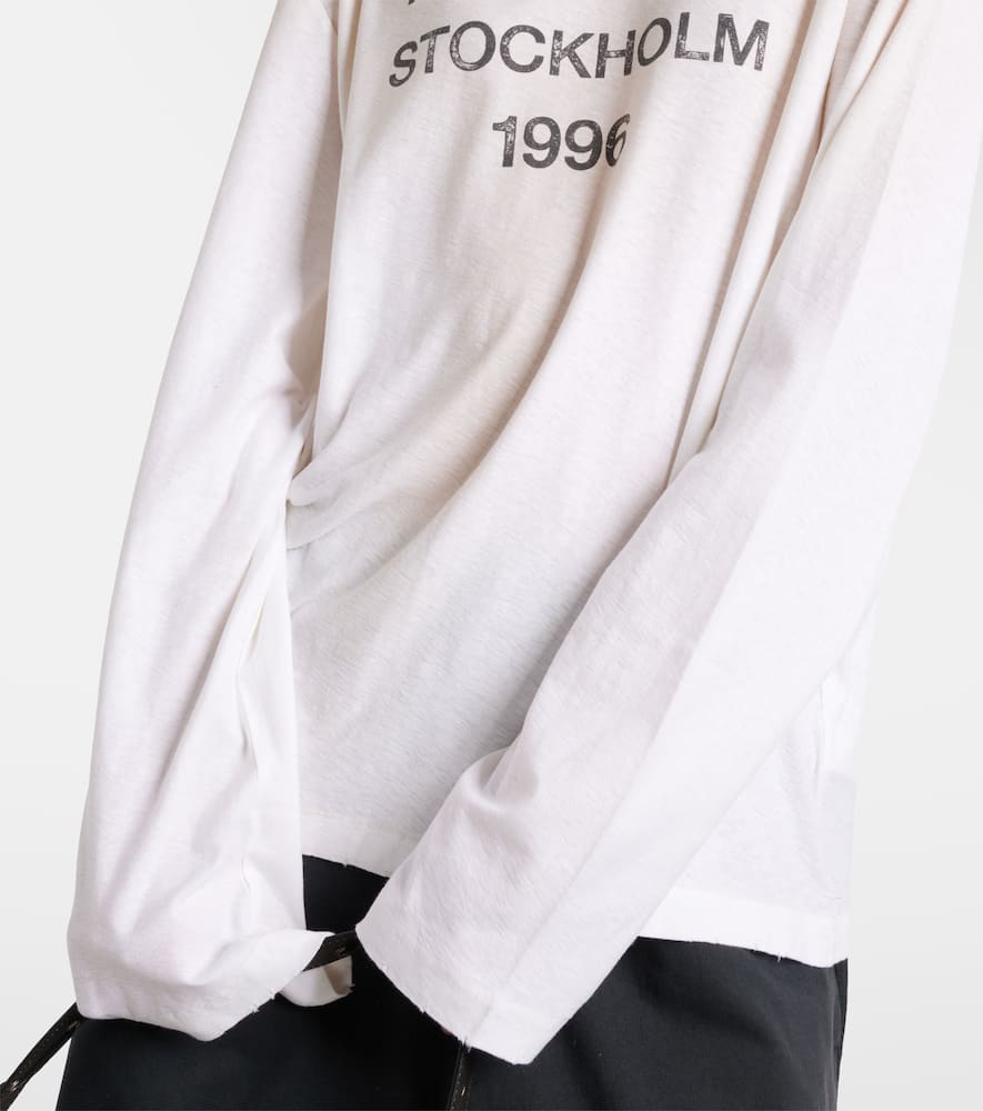 Acne Studios Womens Dusty White Edden 1996 Long-sleeve Cotton And Hemp-blend Jersey T-shirt In White