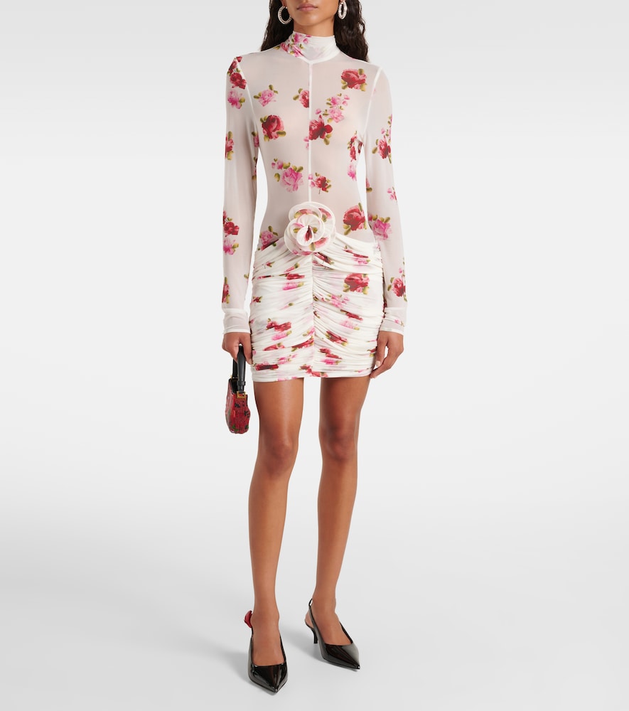 Magda Butrym Floral-appliqué sheer jersey minidress