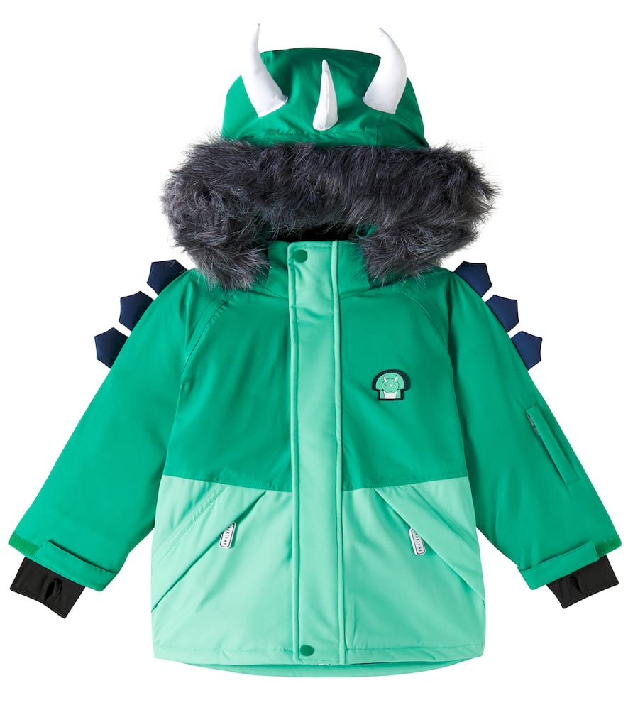 Roarsome Dino faux fur-trimmed ski jacket