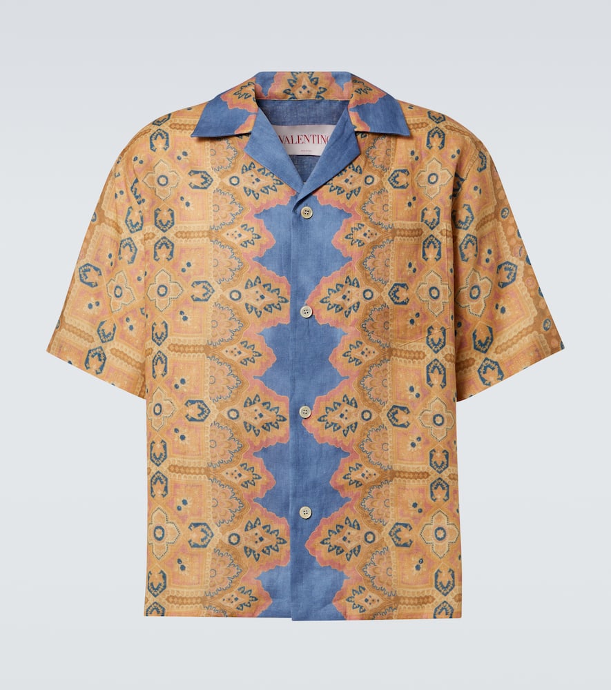 Valentino Imaginary Journey Linen Shirt In Multi