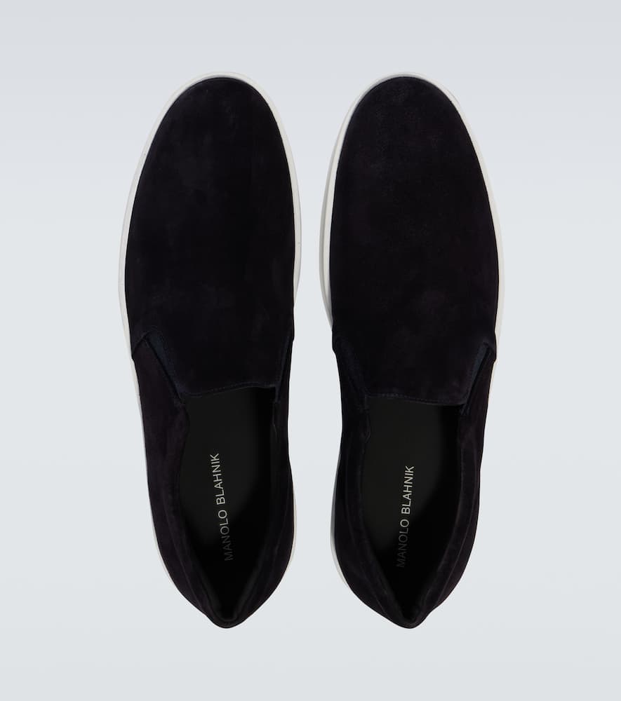 Manolo Blahnik Nadores Suede Slip-on Sneakers In Blue