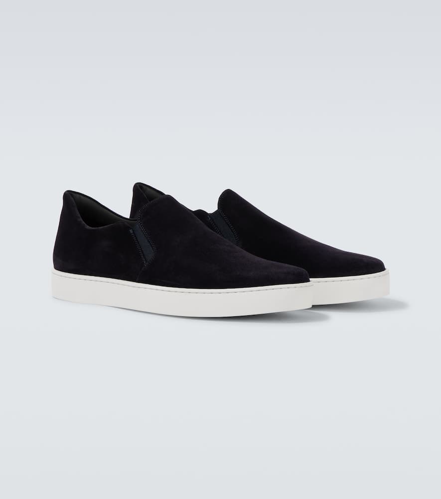 Manolo Blahnik Nadores Suede Slip-on Sneakers In Blue