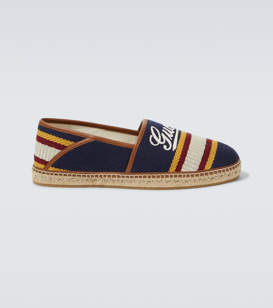Logo leather-trimmed espadrilles