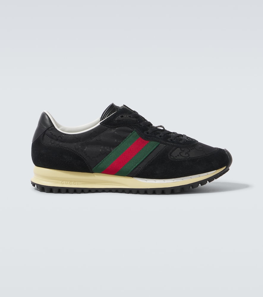 Re-Motion Web Stripe suede-trimmed sneakers