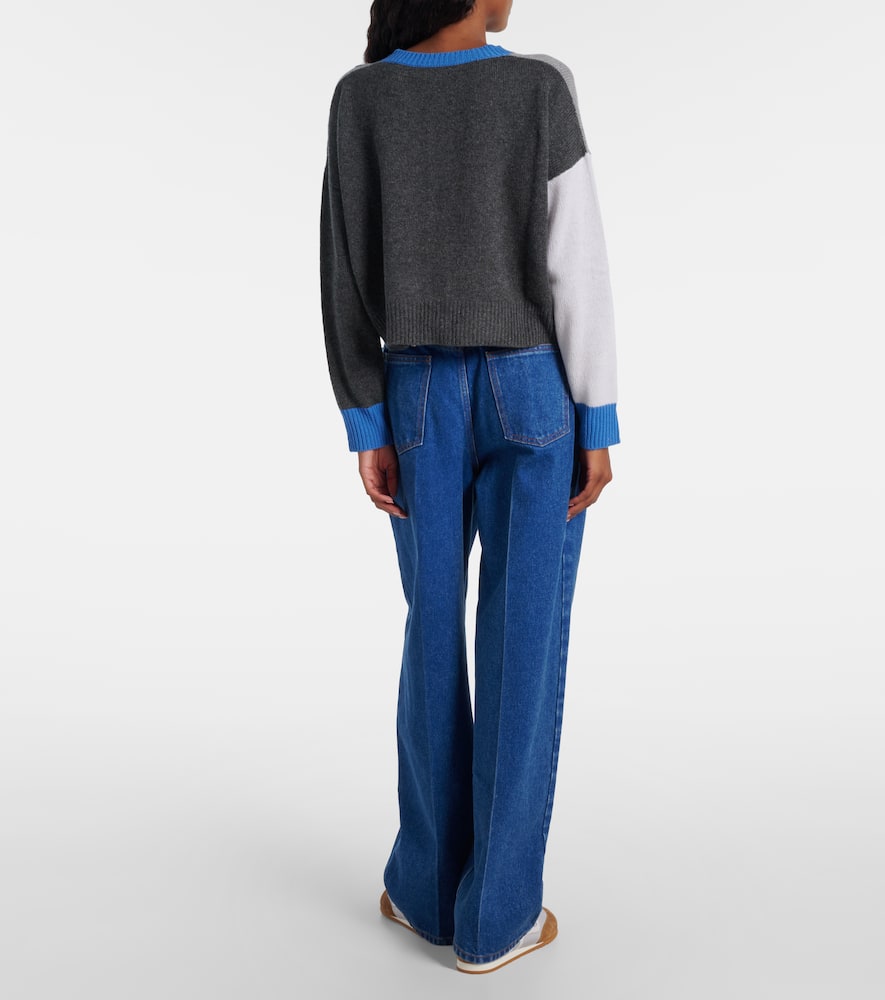 Marni Colorblocked Cashmere Cardigan In Gray