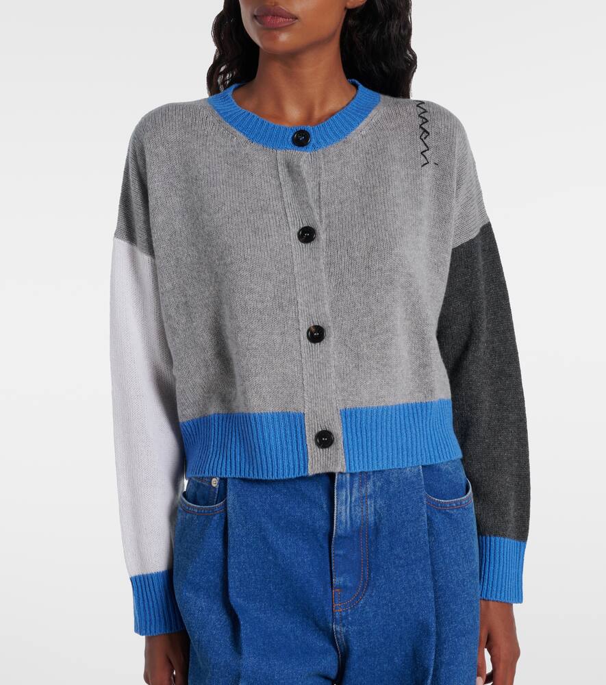 Marni Colorblocked Cashmere Cardigan In Gray