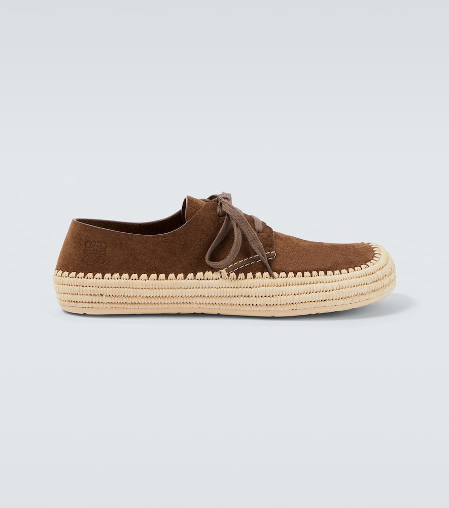 Loewe Rio Lace Up Espadrilles In Suede And Raffia In Brown