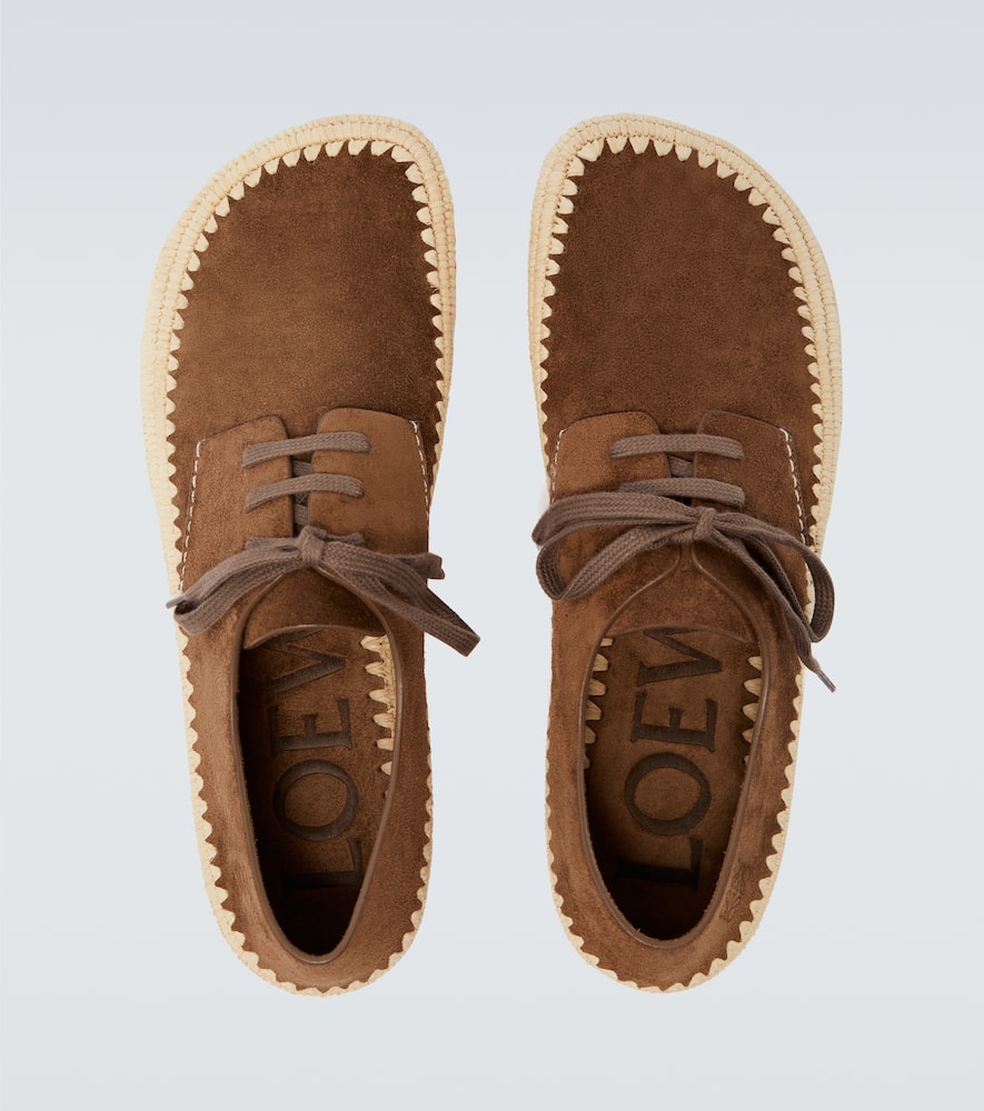 Loewe Rio Lace Up Espadrilles In Suede And Raffia In Brown