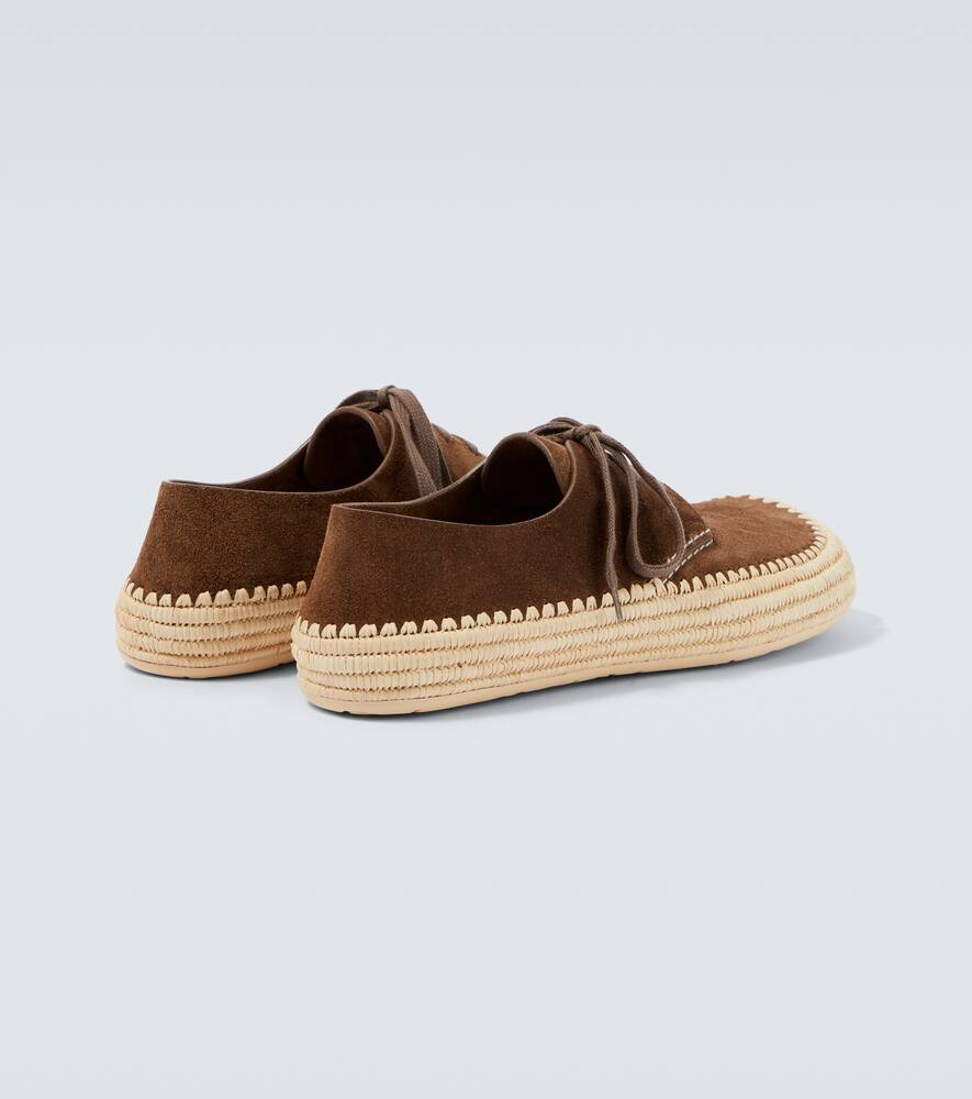 Loewe Rio Lace Up Espadrilles In Suede And Raffia In Brown
