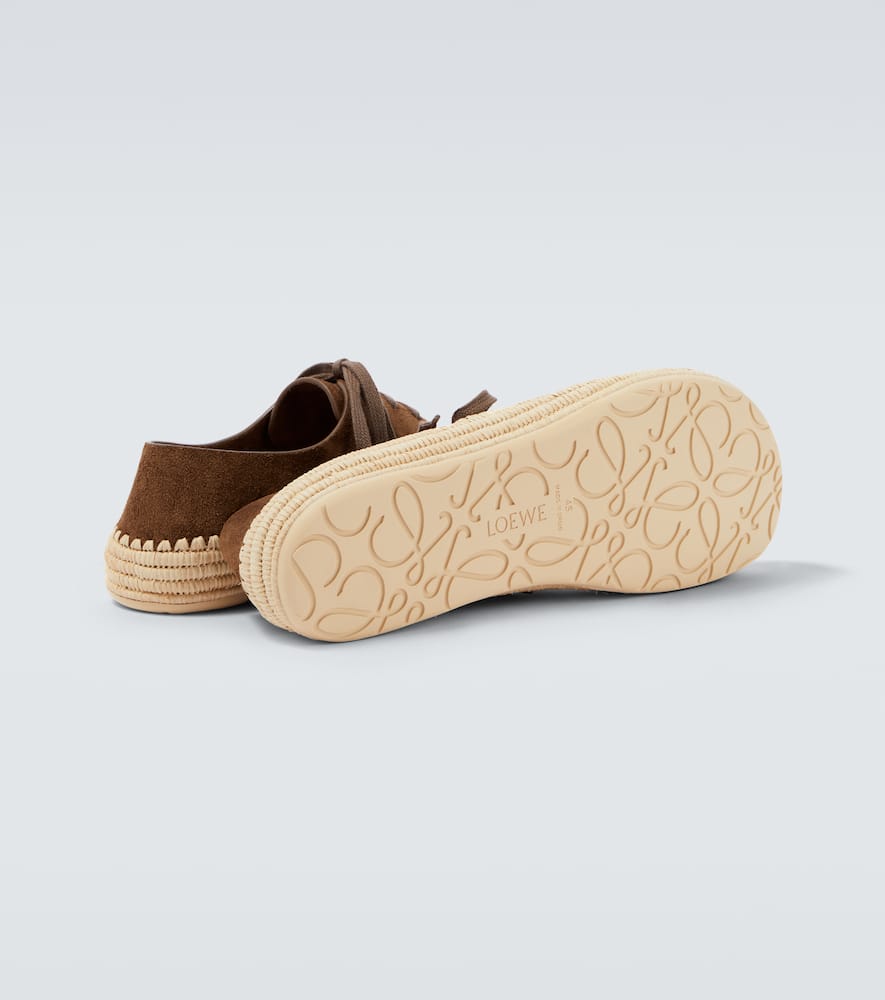 Loewe Rio Lace Up Espadrilles In Suede And Raffia In Brown