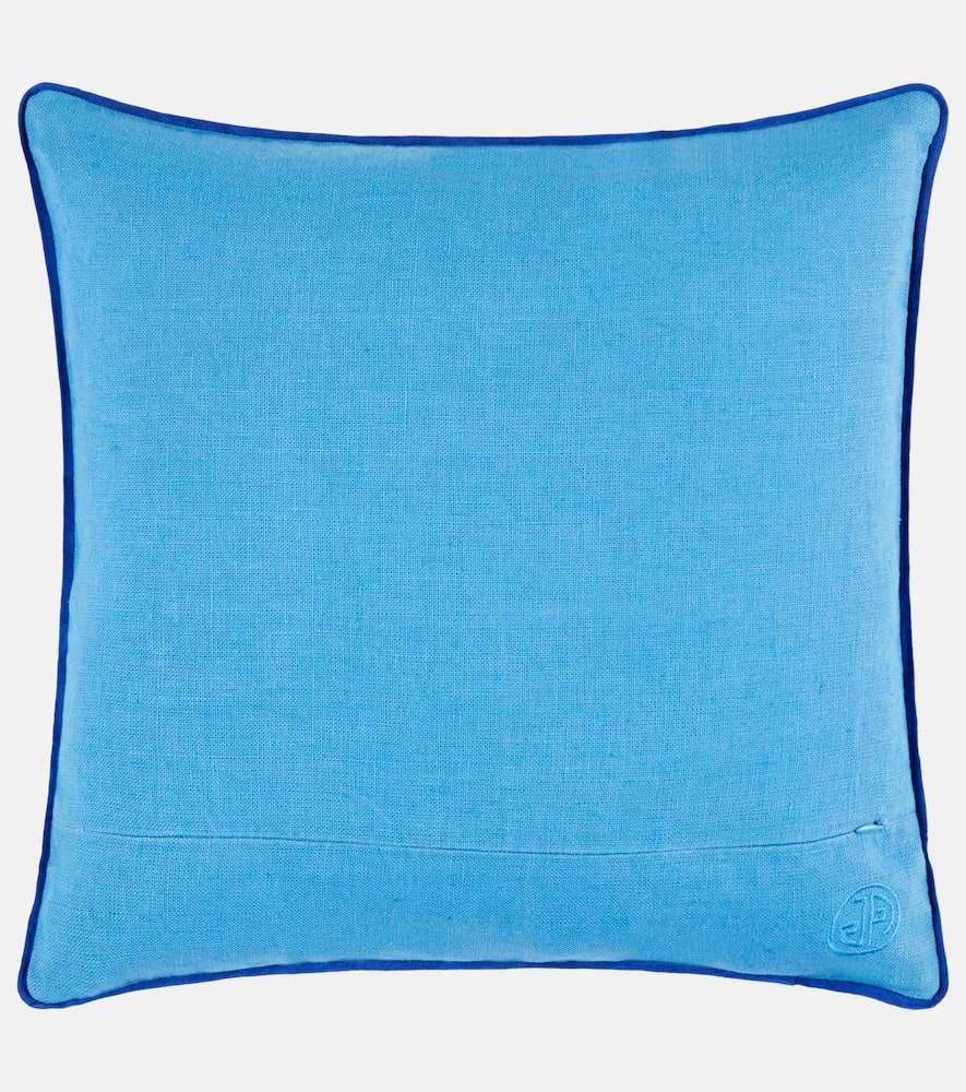 Jonathan Adler Playa Sailboat Linen Cushion In Blue