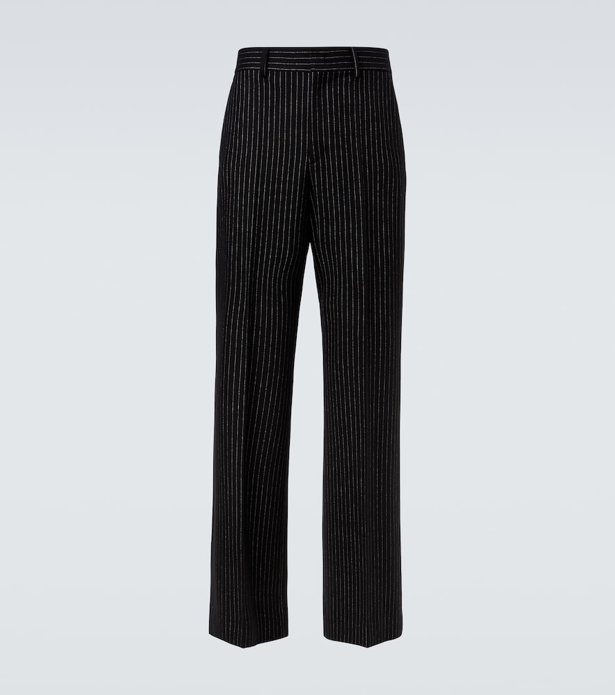 Valentino Pantalon droit rayé en laine et soie