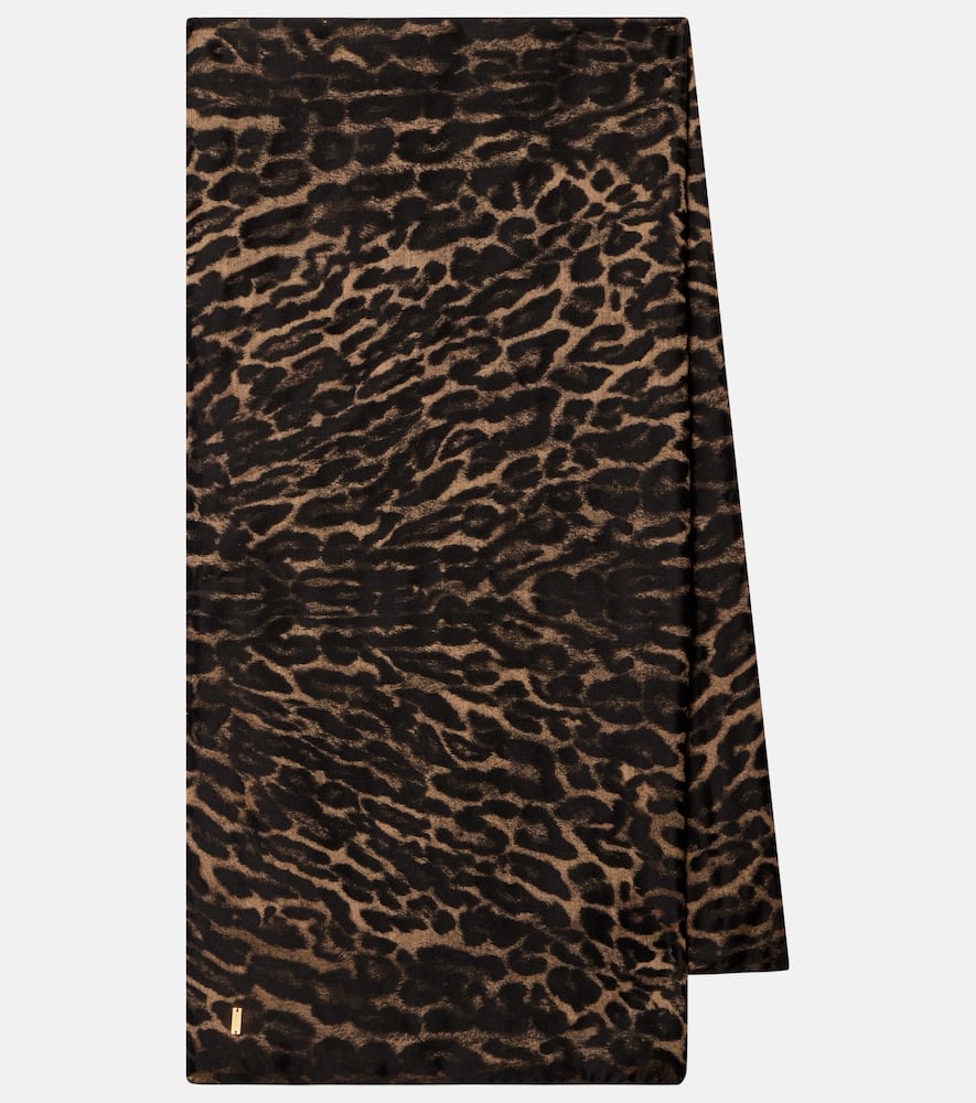 Leopard-print silk and cashmere scarf