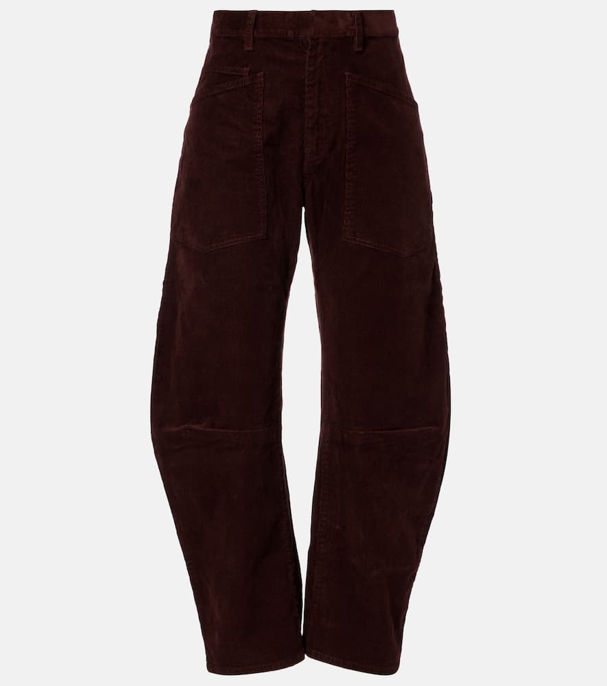 Shon mid-rise barrel-leg pants