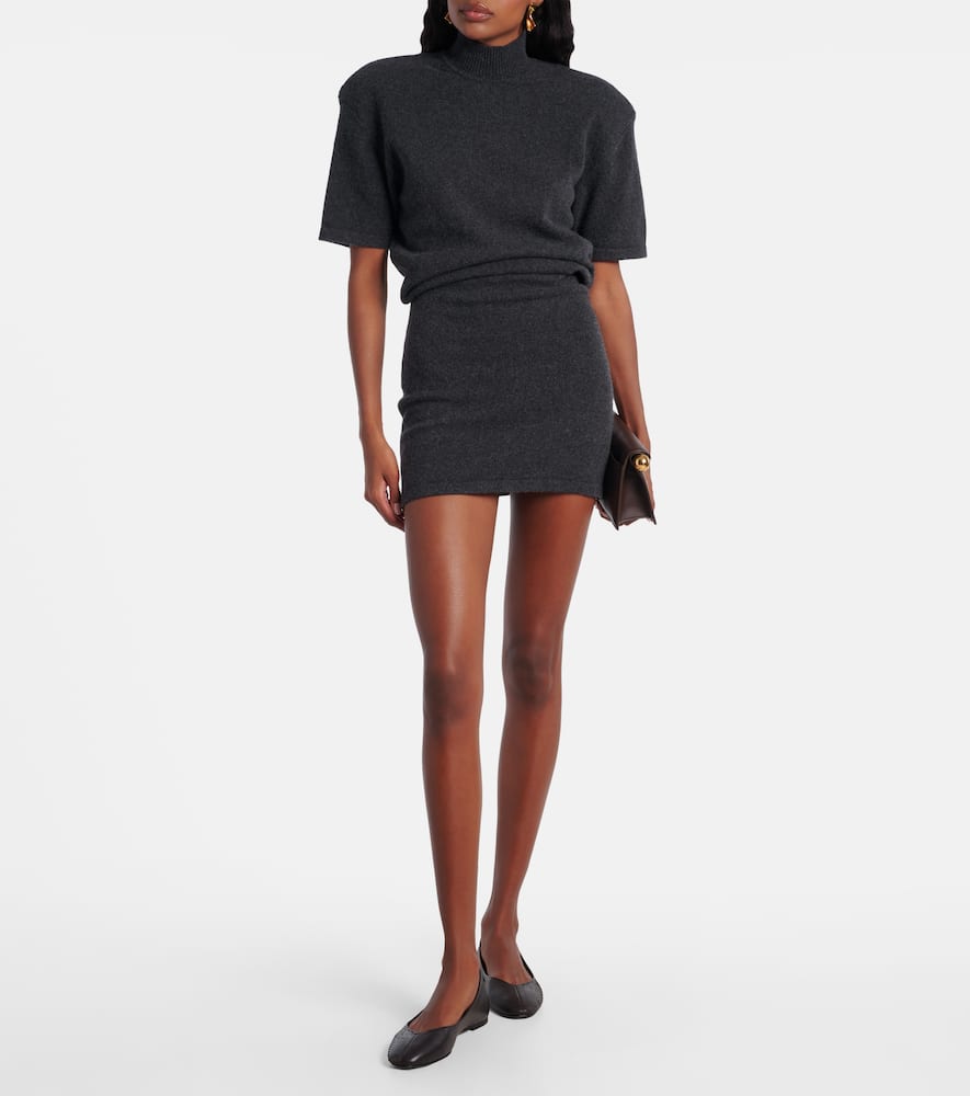 Jacquemus Knitted Wool And Cashmere Minidress In Blue