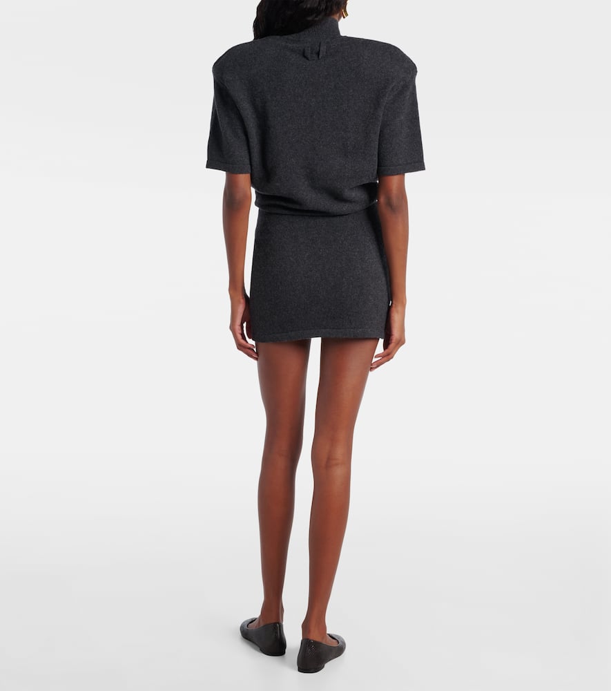 Jacquemus Knitted Wool And Cashmere Minidress In Blue