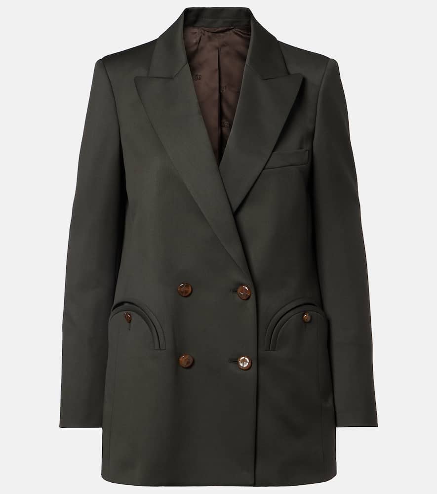 Blazé Milano Everyday Double-breasted Wool And Mohair Blazer In Green
