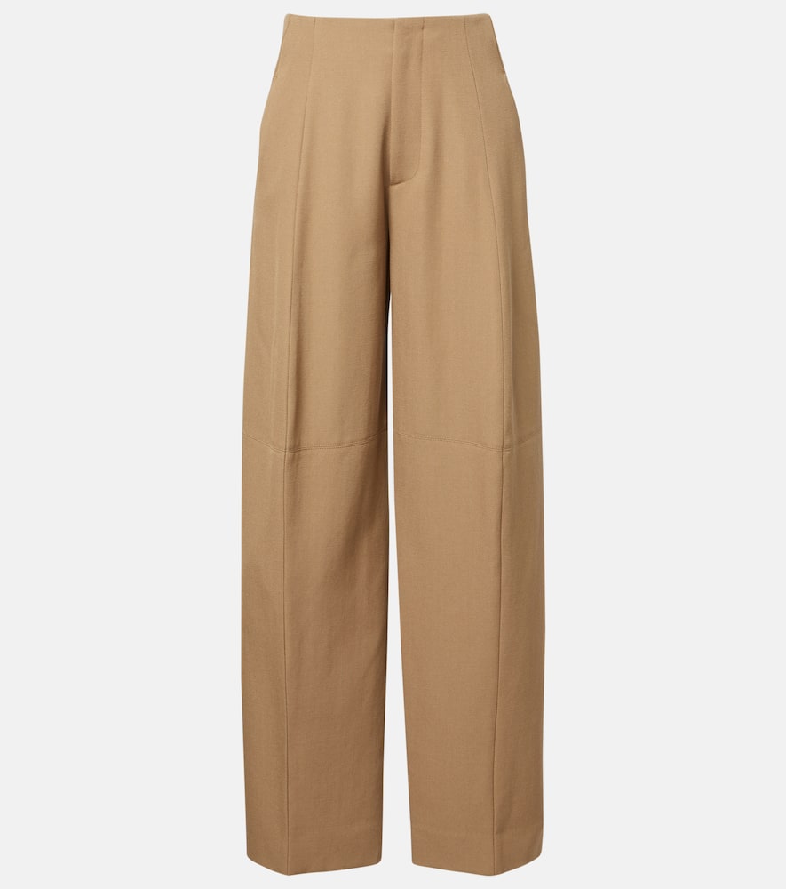 Victoria Beckham Womens Dark Camel Sculptural Tapered-leg Wool Trousers In Neutral