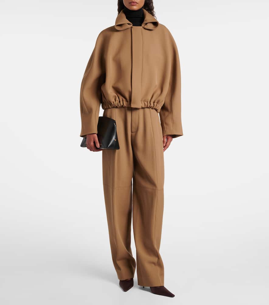 Victoria Beckham Womens Dark Camel Sculptural Tapered-leg Wool Trousers In Neutral