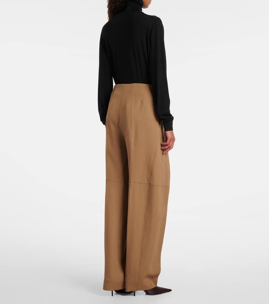 Victoria Beckham Womens Dark Camel Sculptural Tapered-leg Wool Trousers In Neutral