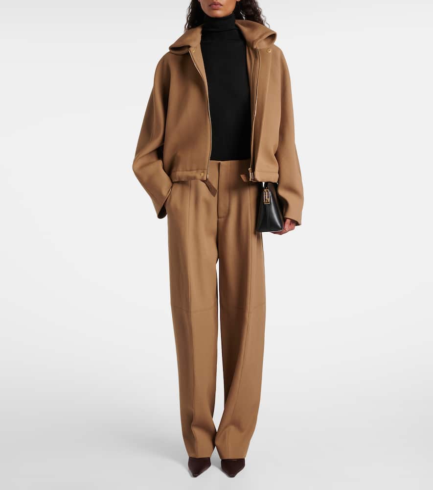 Victoria Beckham Womens Dark Camel Sculptural Tapered-leg Wool Trousers In Neutral