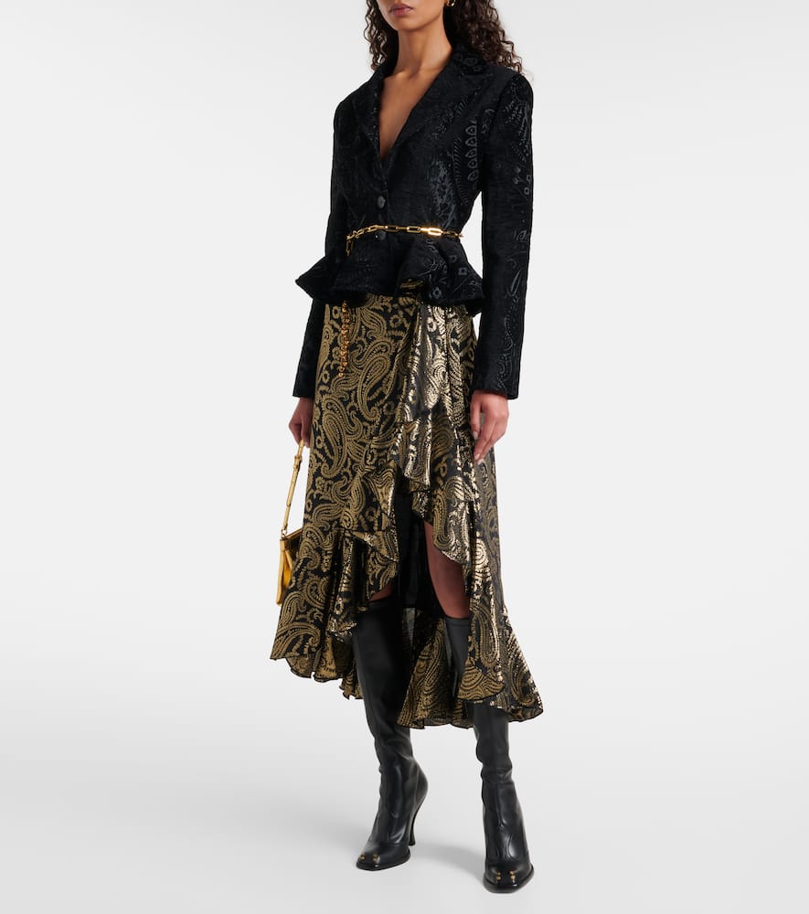 Etro Paisley Ruffled Silk-blend Maxi Skirt In Brown